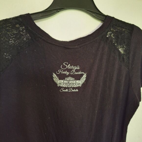 Harley-Davidson Women's Graphic T-shirt Skull, Wings & Roses Biker Motorcycle L - Picture 11 of 12